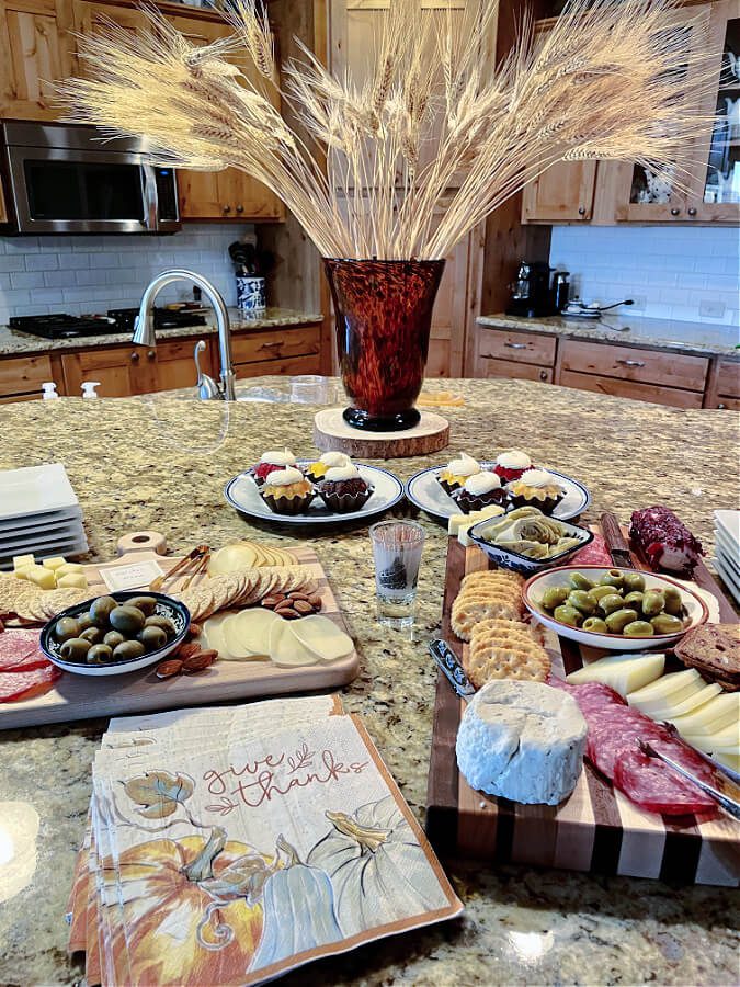 charcuterie on handmade wood board