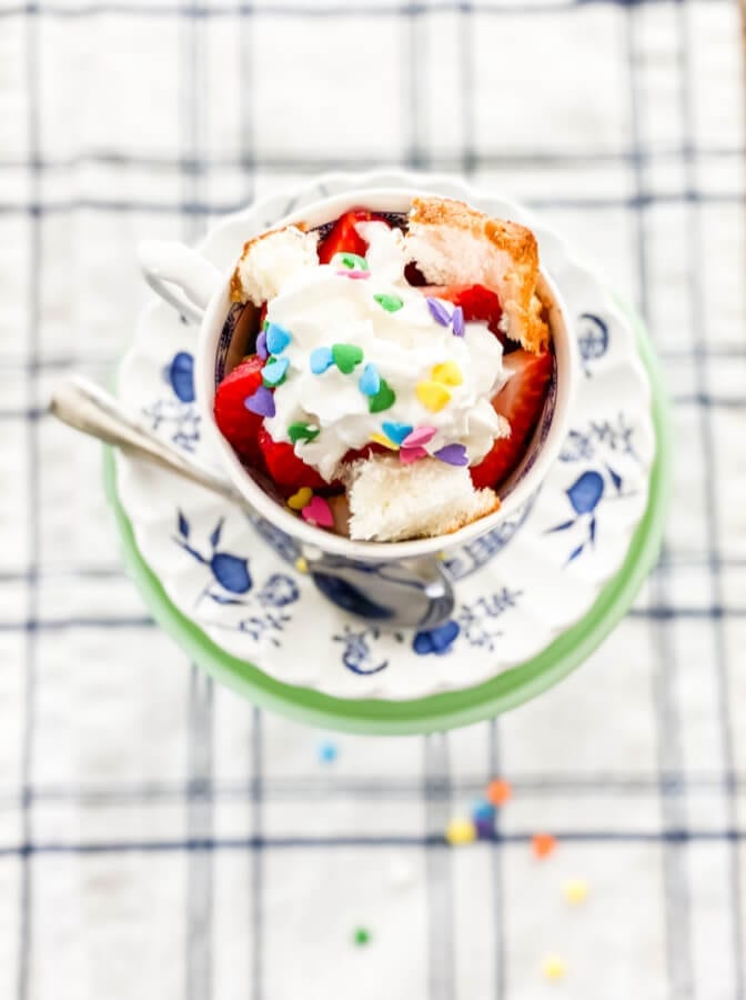 2 Minute Angel Food Cake In Tea Cups...yes please!