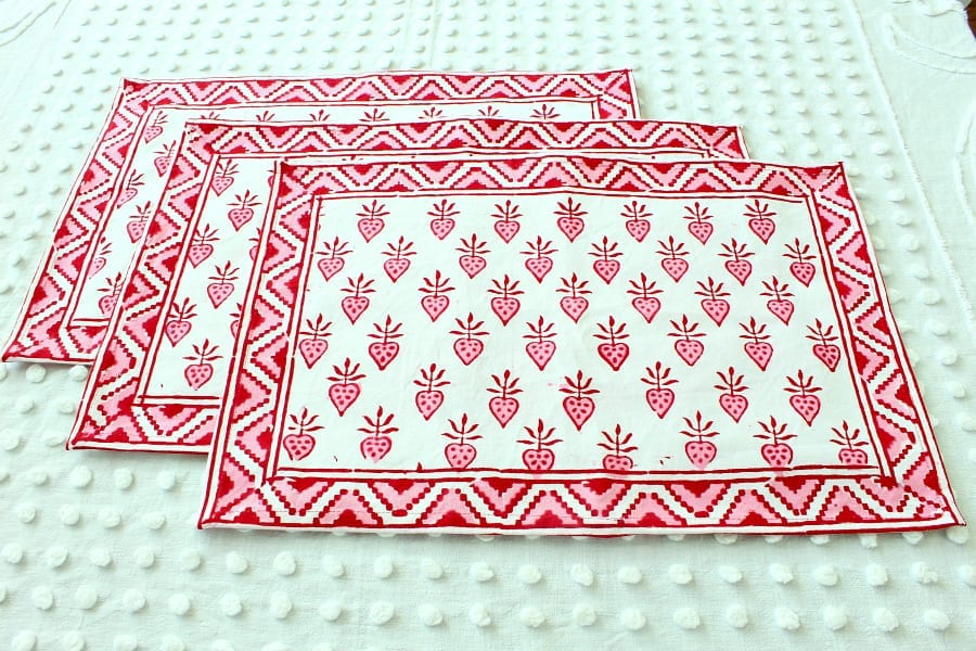 Handmade red, white and pink fair trade placemats are perfect for any pretty tablescape!