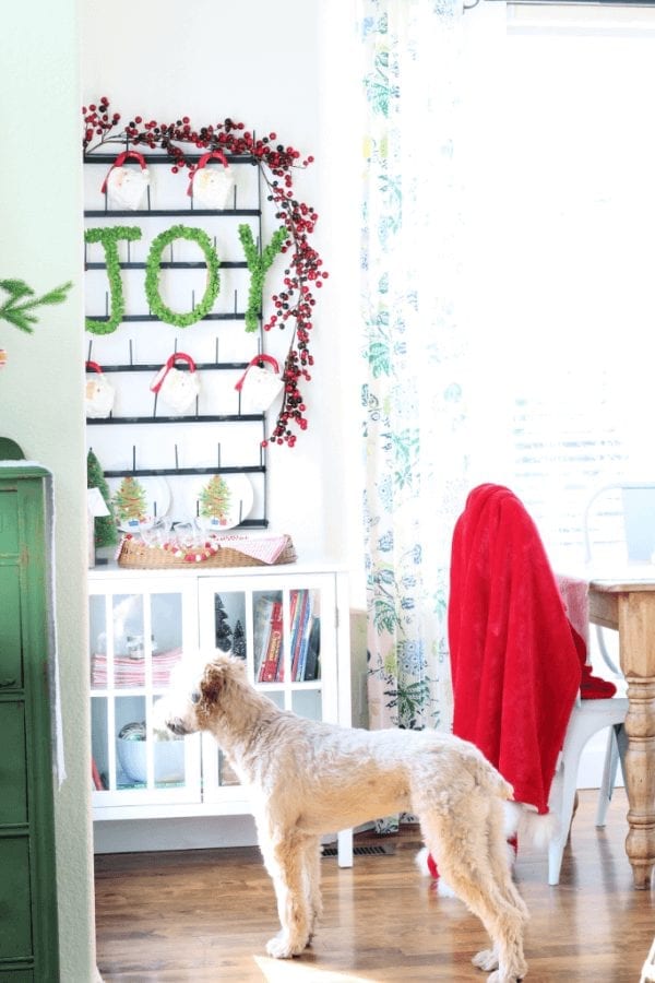 Our sweet pup loves our holiday hot cocoa bar too!