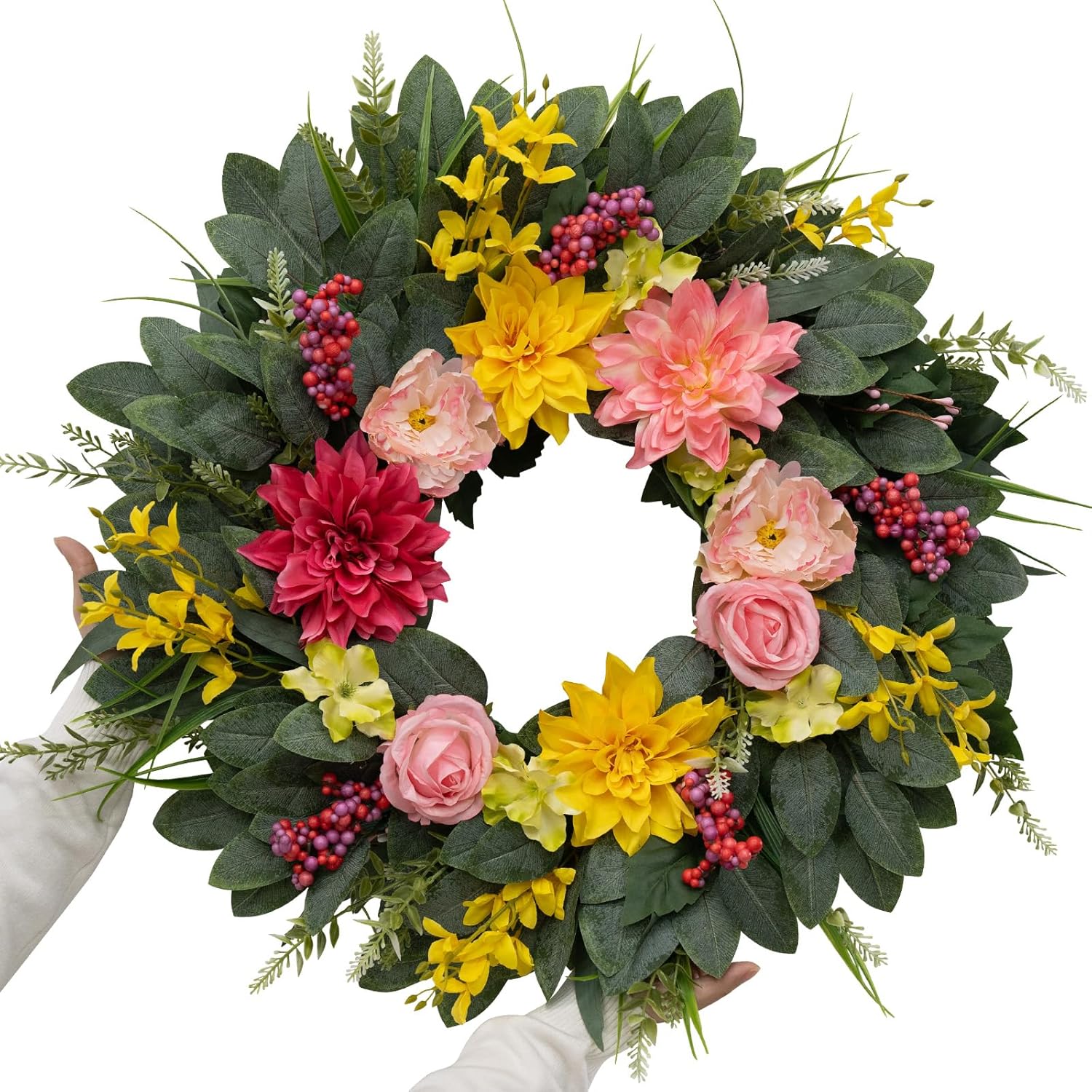 colorful spring floral wreath