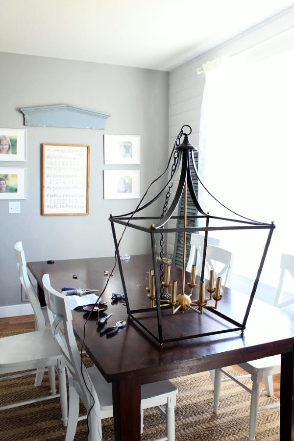 light fixture on table ready to hang...use this guide to help you!