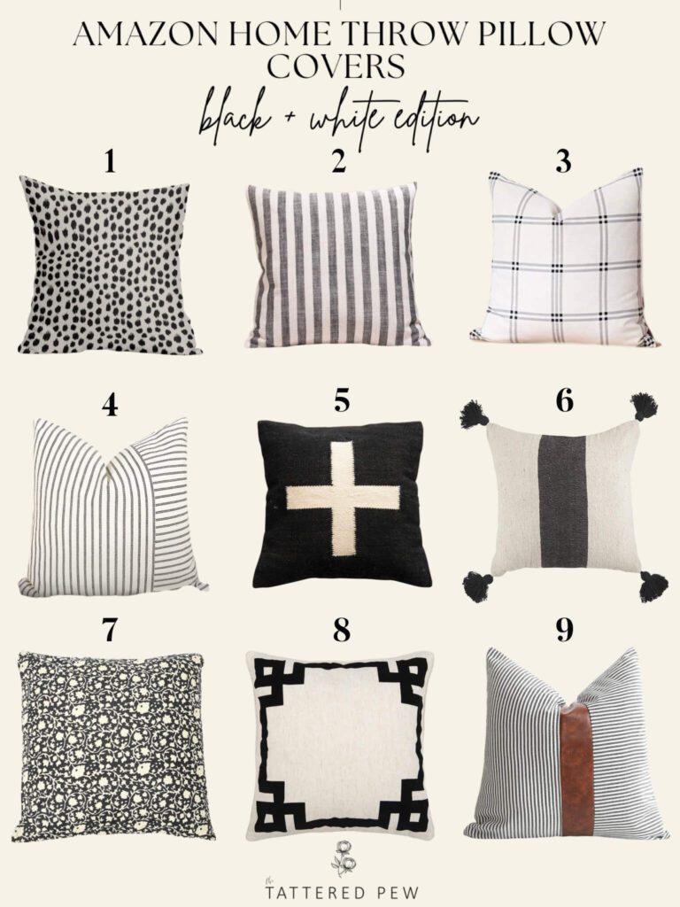 Amazon Home Black and white pillow cover collages