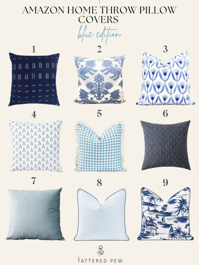 Amazon Home Blue and white pillow cover collages