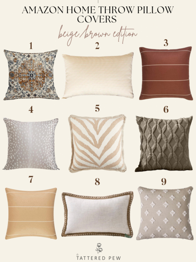 Amazon Home Neutral and white pillow cover collages