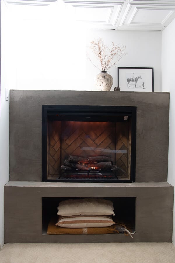 Welcome Home Saturday: Electric basement fireplace reveal