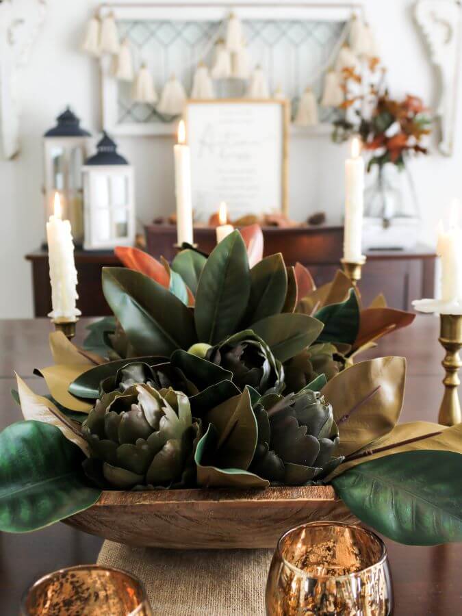 Welcome Home Saturday: Magnolia and Artichoke DIY Centerpiece