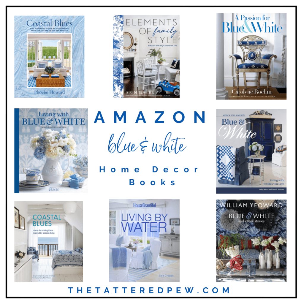 Blue and white home décor books from Amazon!