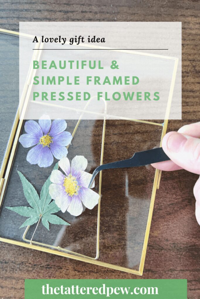 Using tweezers and pressed flowers to make a DIY Mother's Day gift!