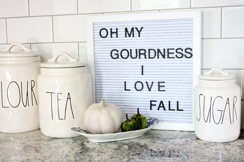 Oh my gourdness I love fall letter board quote.