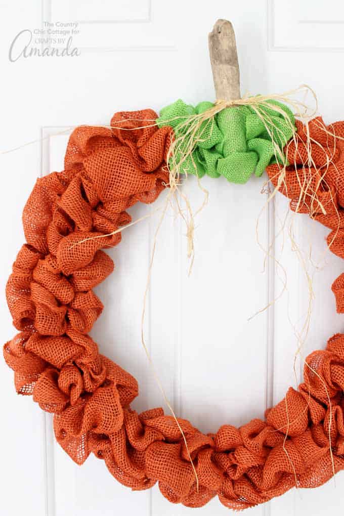 Burlap Pumpkin Wreath from Crafts with Amanda