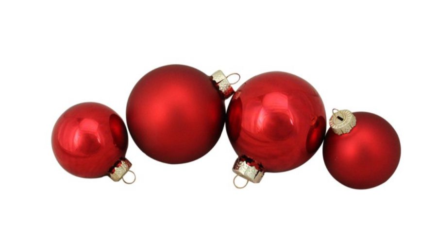 Red matte ornaments for Christmas.