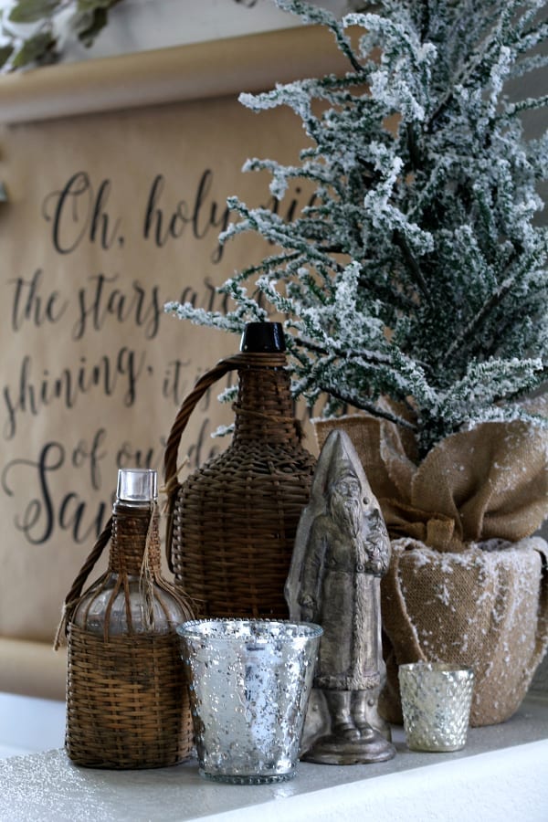 A fun Christmas vignette with vintage items.