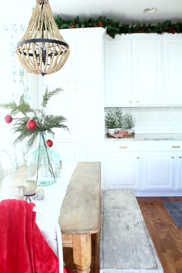 Our kitchen garland contrasts perfectly against our newly painted cabinets!