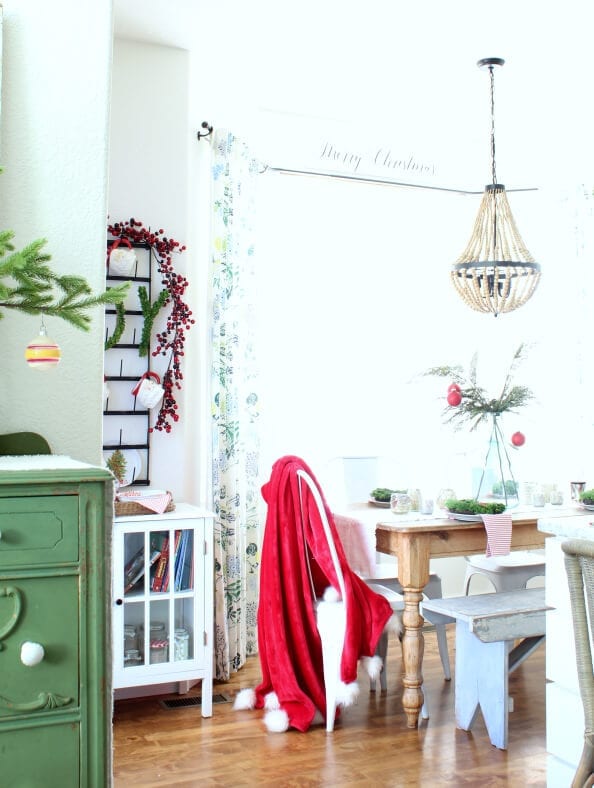 Christmas in the kitchen using reds and greens.