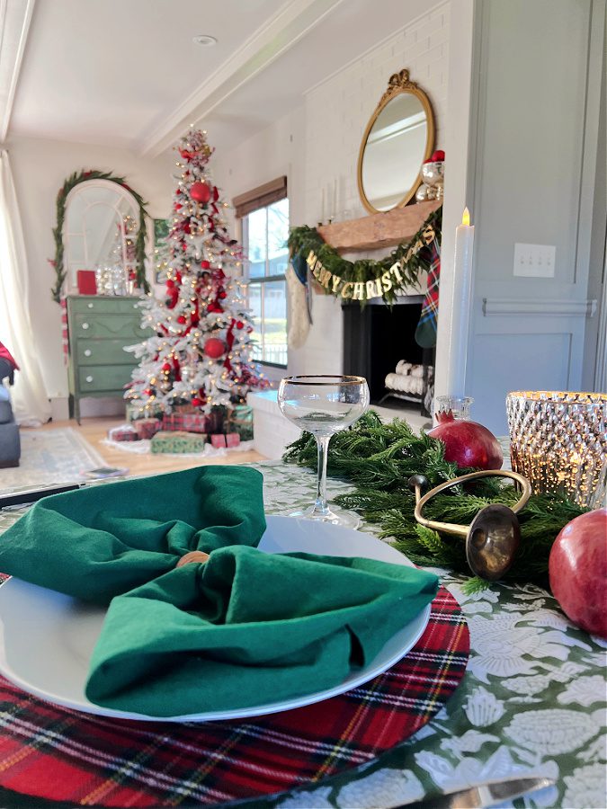 Looking back in to our family room Christmas tree