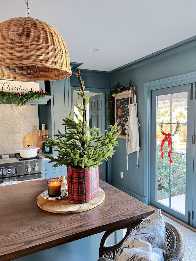 Christmas decor on our kitchen island