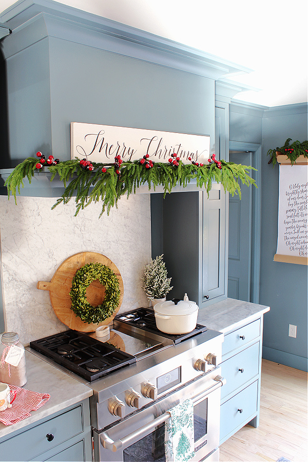 Christmas in our new home: the blue kitchen