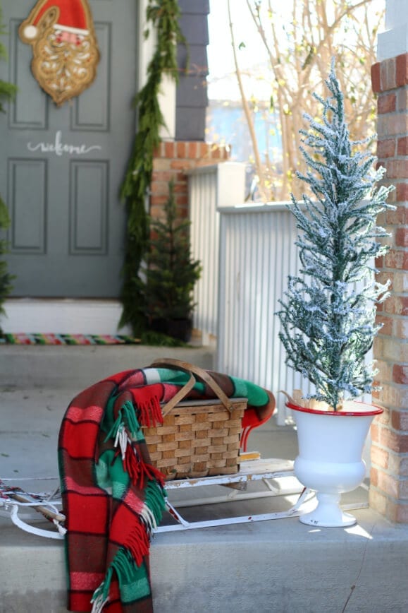 A fun vintage Christmas vignette on the porch!