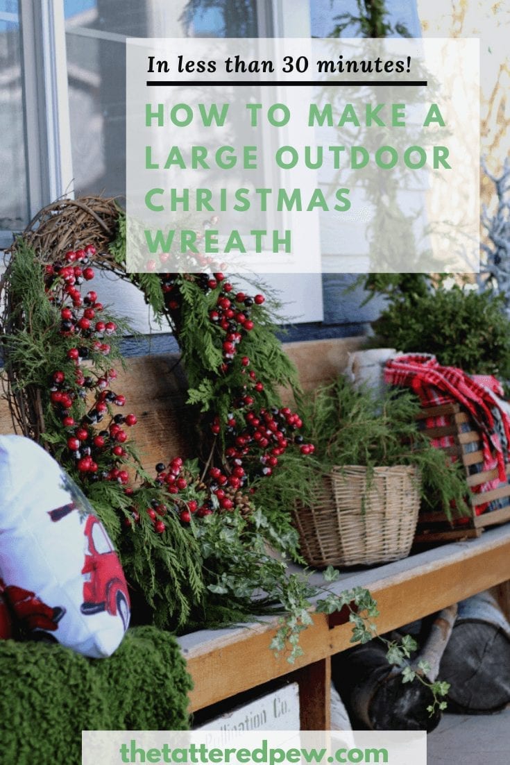 Learn how to make a large and gorgeous outdoor Christmas wreath!