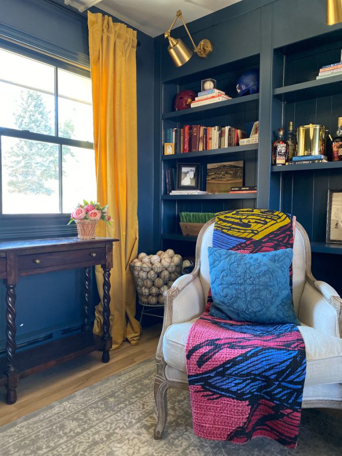 Colorado Colonial Spring home tour featuring our blue office.