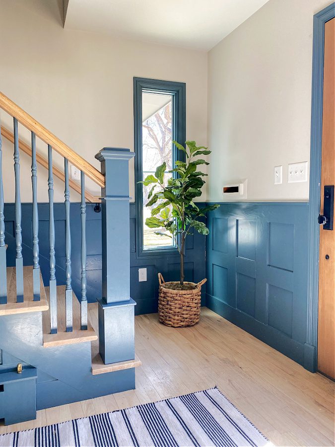 Our blue entryway and green fiddle.
