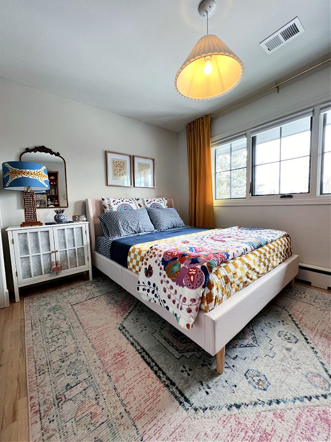Crosby's new bedroom makeover with colorful accents.