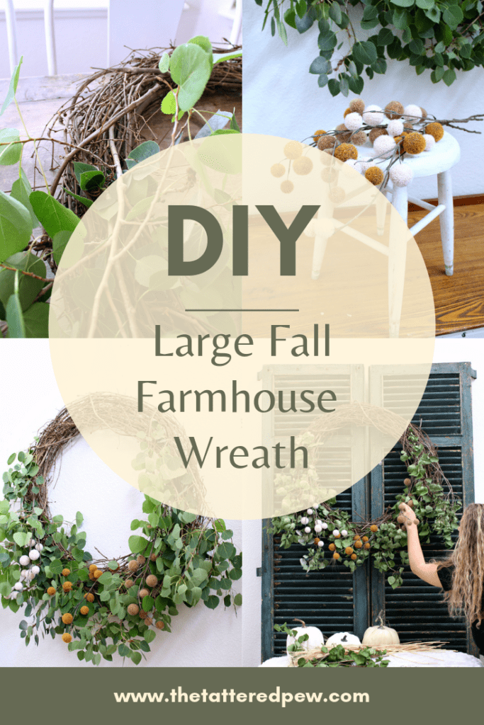 THis large DIY Fall farmhouse wreath is a true statement piece and under $20.