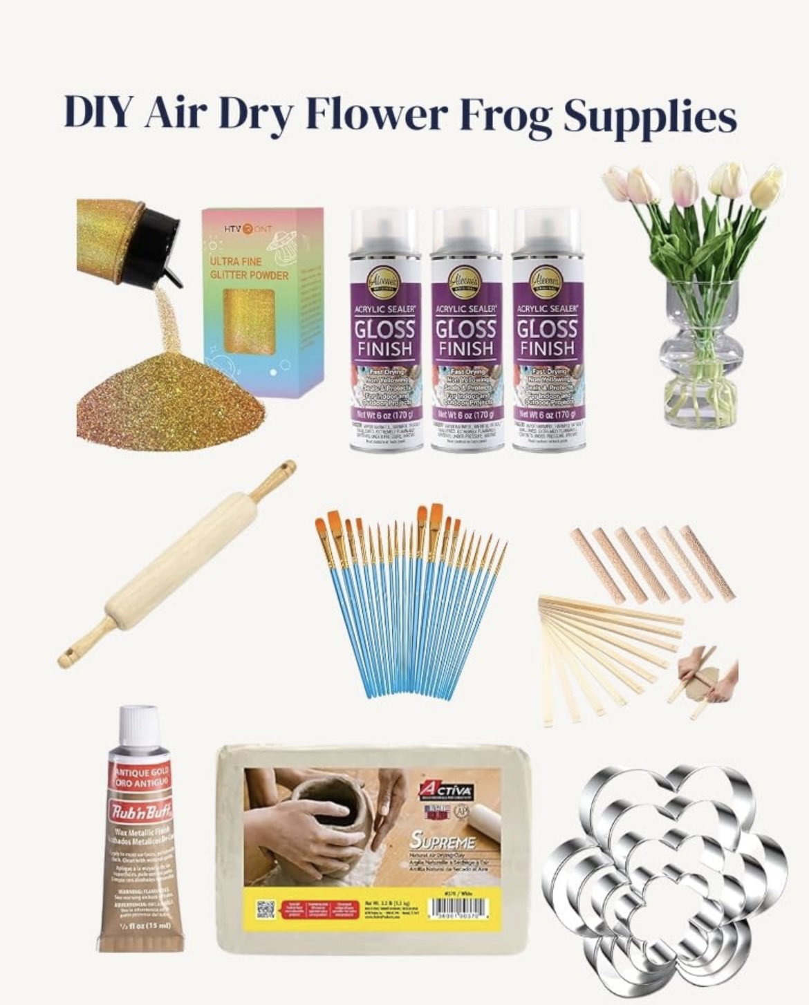 DIY Air Dry Flower Frog Supplies