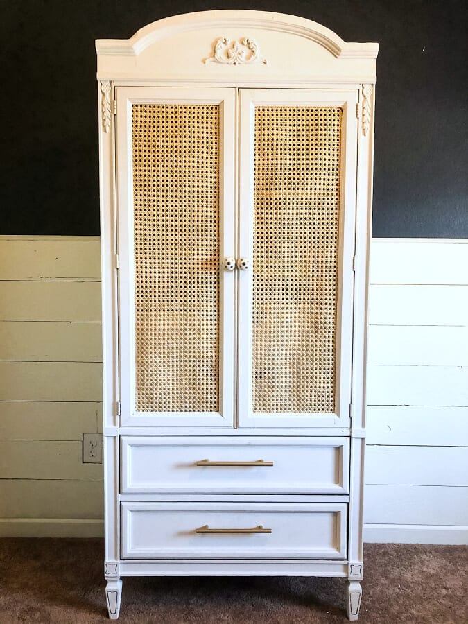 DIY Cane Armoire Makeover The Tattered Pew