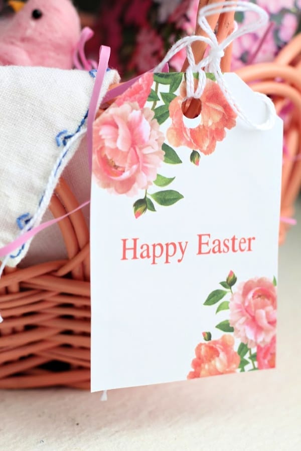 Happy Easter floral gift tag printable.