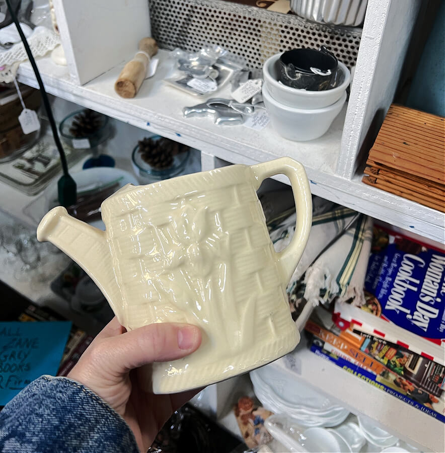 watering can vase at flea market