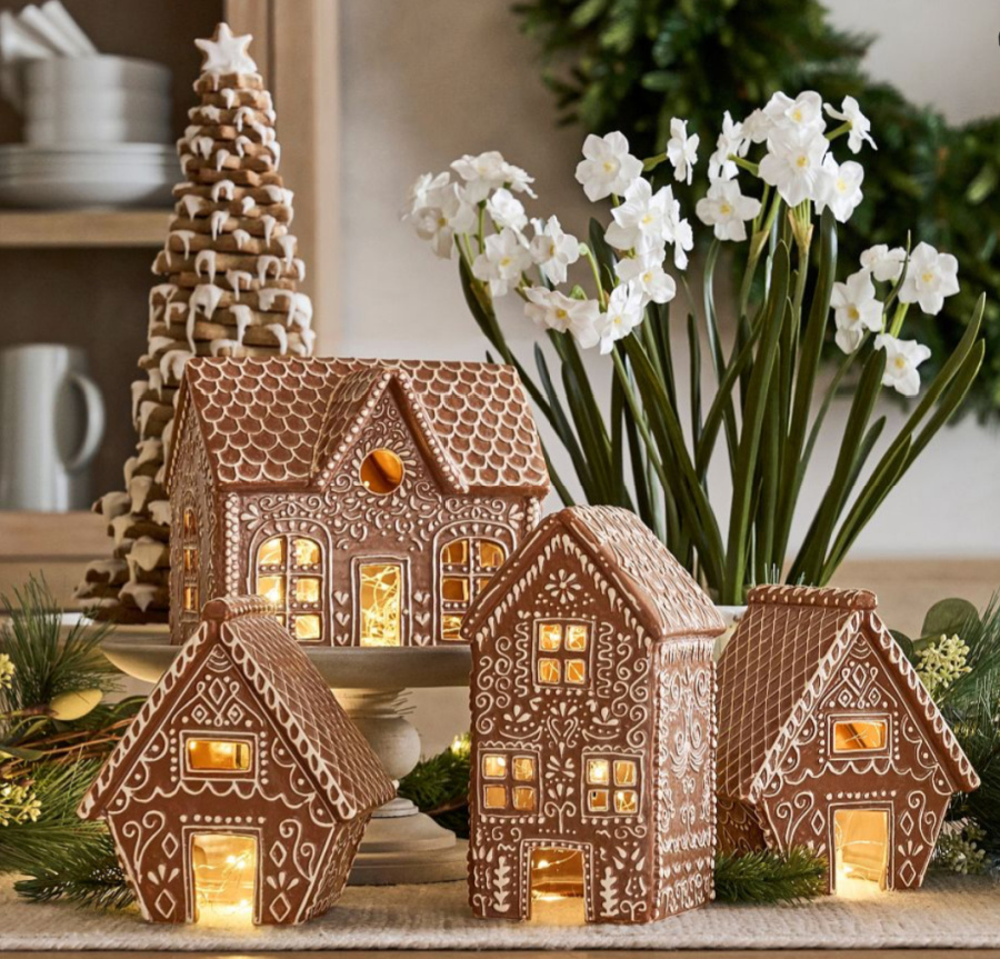 Gingerbread house holiday decor from Pottery BArn