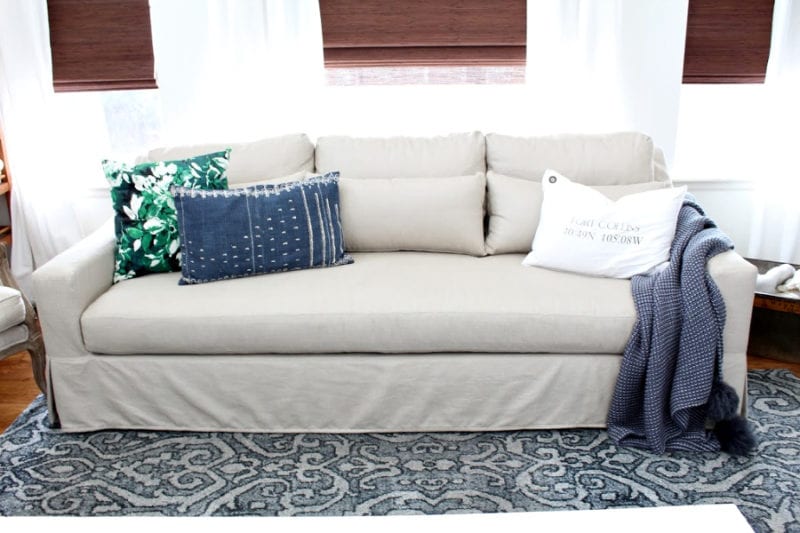 An honest review of Pottery Barn's York slip covered sofa.