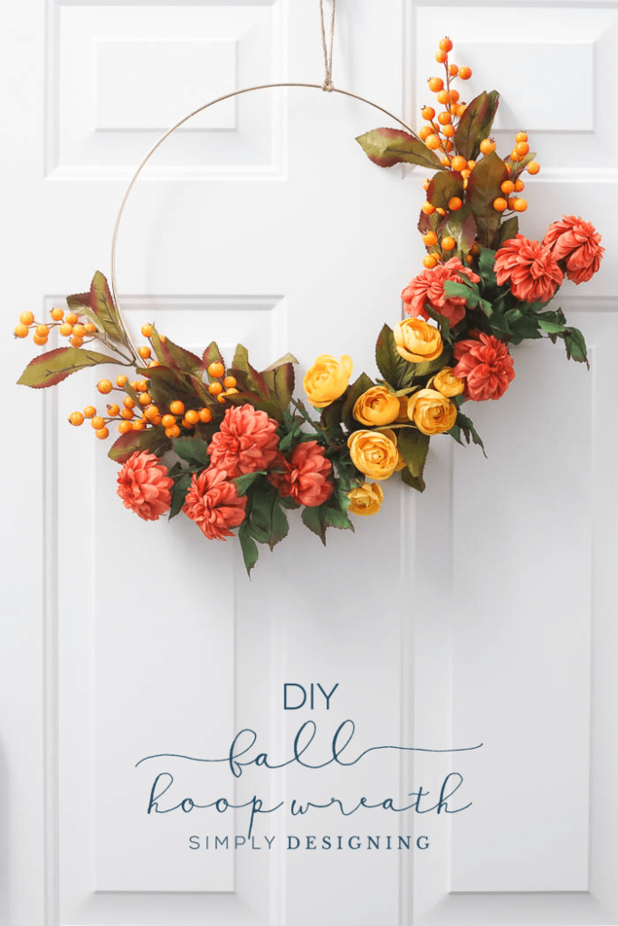 simple floral fall hoop wreath