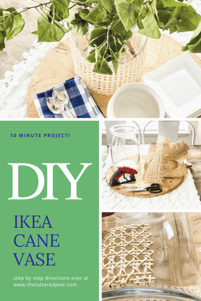 Need a fun project? This DIY cane IKEA vase is one you can get done in less than 10 minutes. #diycaneproject