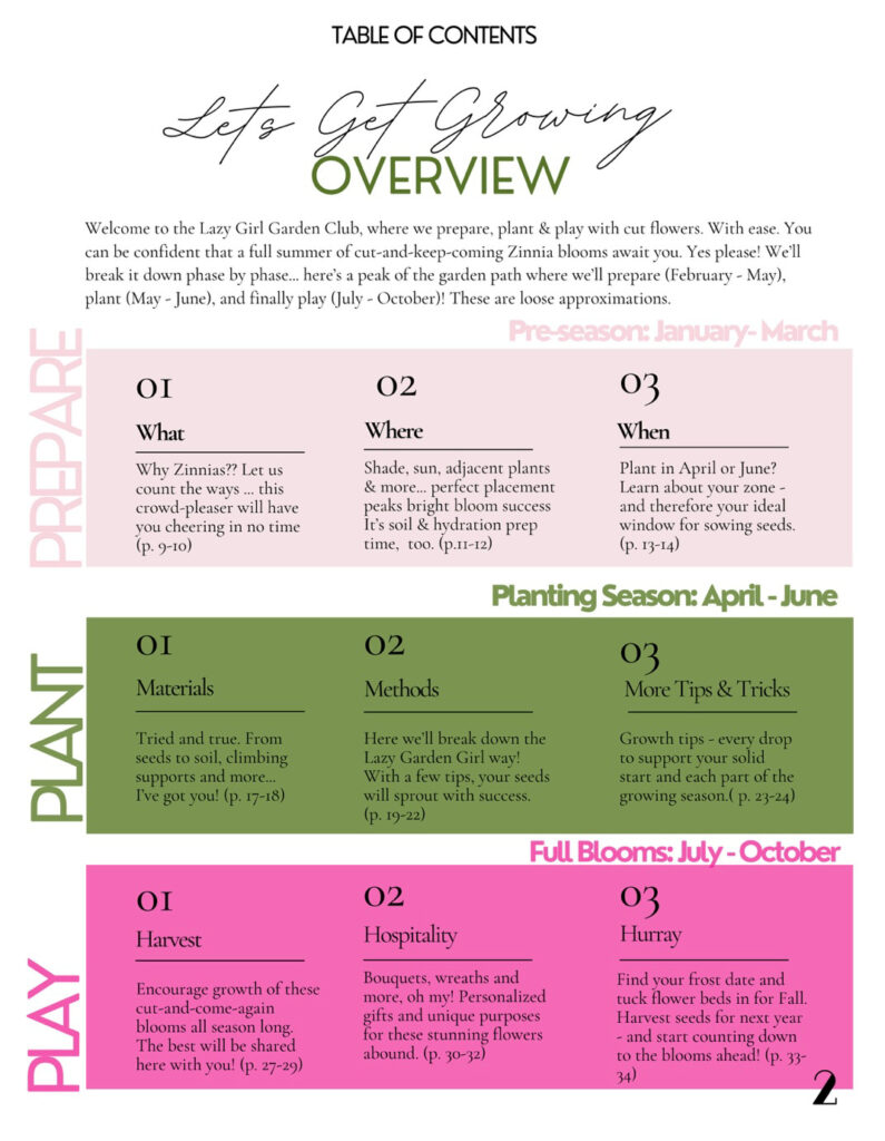 table of contents for e-book