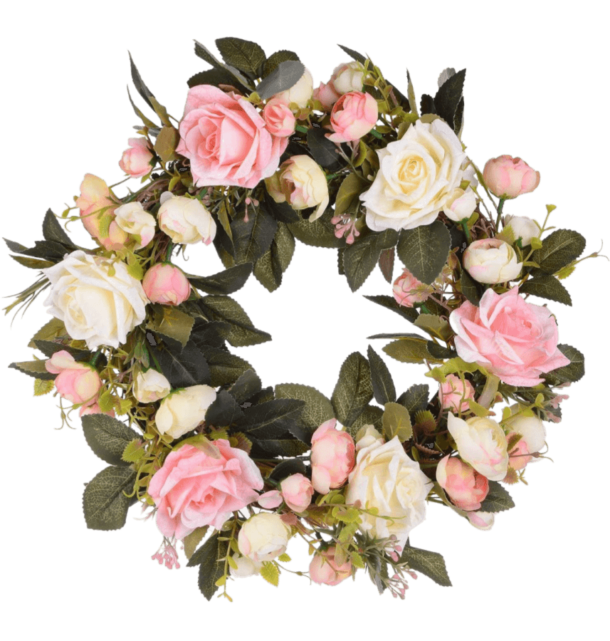 mixed pink peony wreath