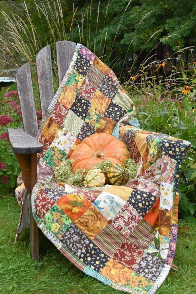 Fall colors on a patchwork quilt