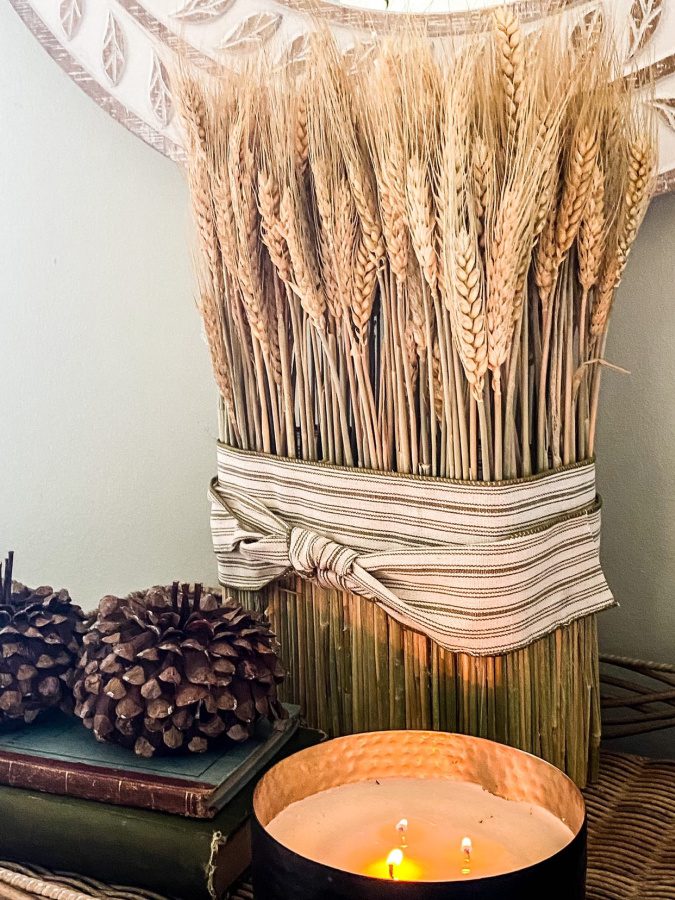 DIY wheat centerpiece for Fall