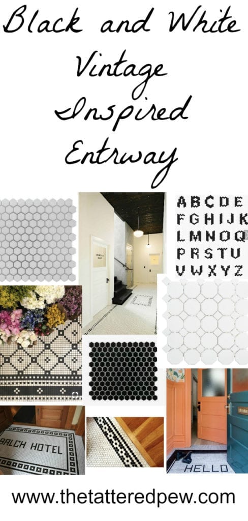 Black and white vintage inspired entryway.