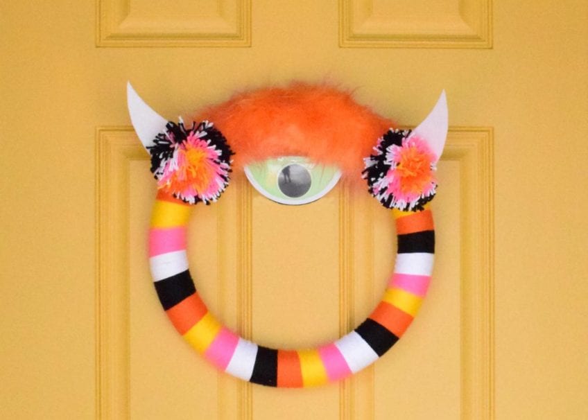 Yarn Wrapped Monster Wreath by Jennifer Perkins