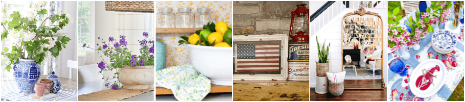 Summer Home Tour by popular Alabama life and style blog, She Gave It A Go: collage image of patriotic home decor. 