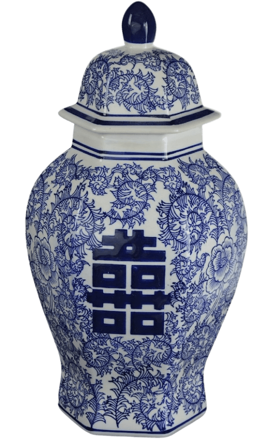 blue and white ginger jar