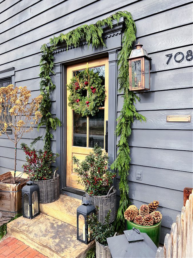 fresh garland around our front door