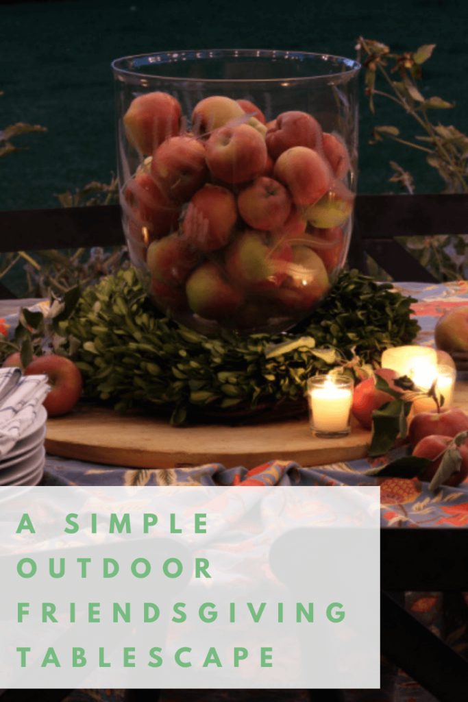 A simple evening outdoor Friendsgiving tablescape