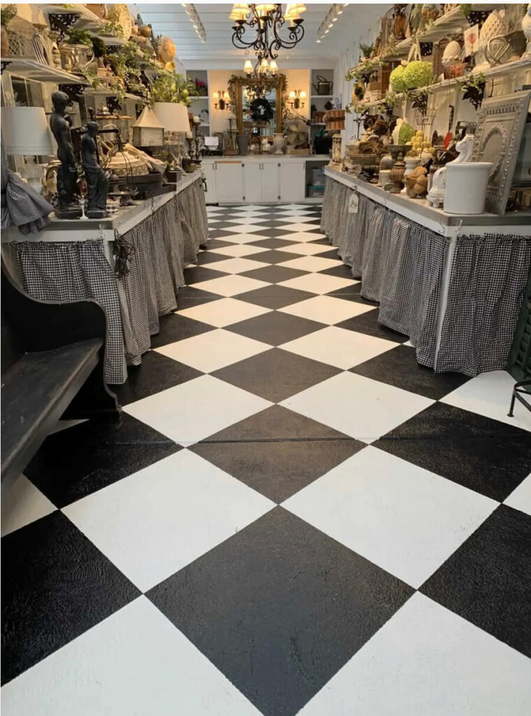 DIY checkerboard floor from Peacock Ridge Farm