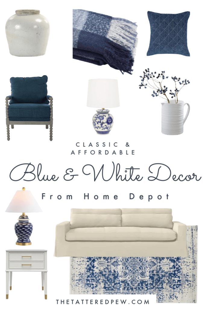 Classic and Affordable blue and white decor from Home Depot. #ad #shophomedepotdecor