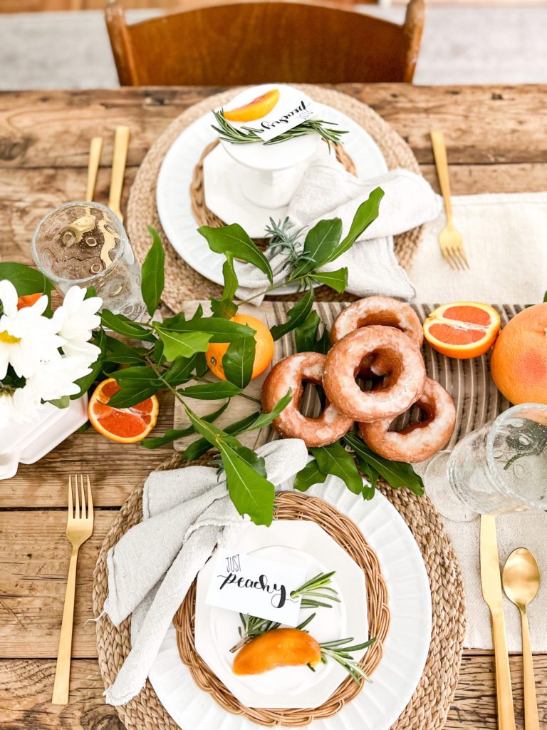 Peach Mother's Day table setting