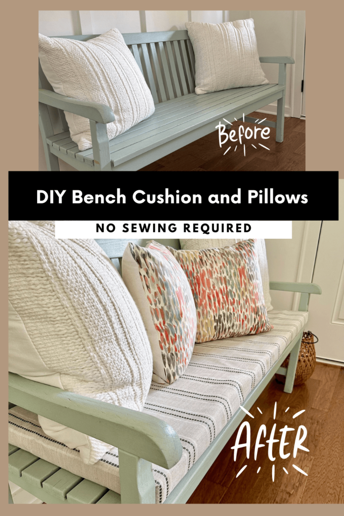 She Gave It a Go-DIY Bench Cushion and Pillows-no sew